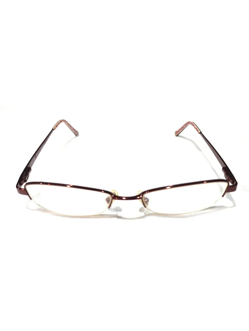 Coach Kian 219 Sm Burdeaux Pink Heart Half Rim Eyeglasses 51-18-135